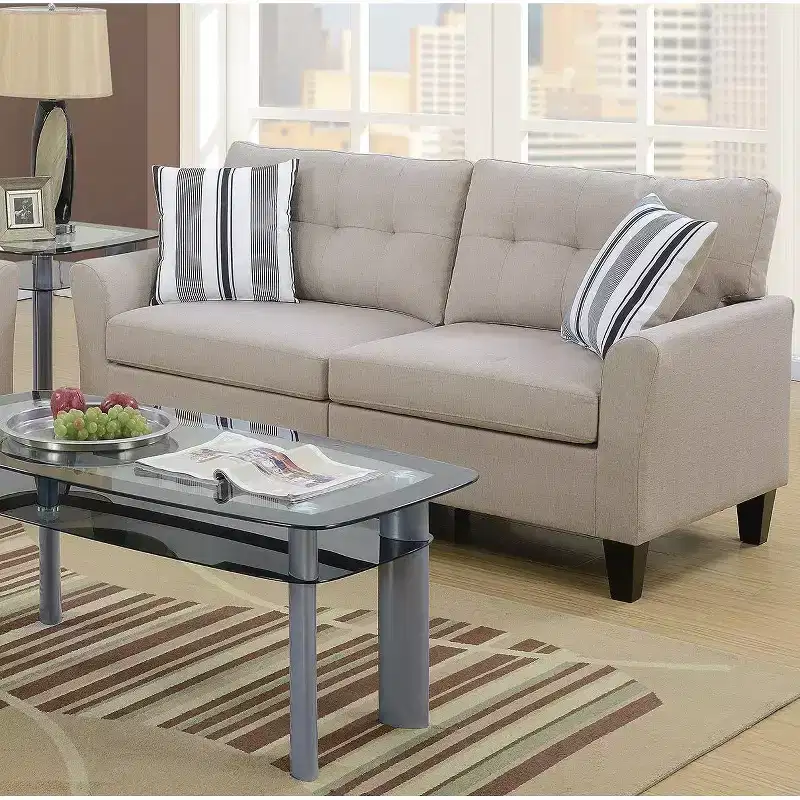 Okak Modern Sofa Set 2pc with Thick Cushion, Solid Pine Legs Loveseat Upholstered Couch for Apartments, living Room