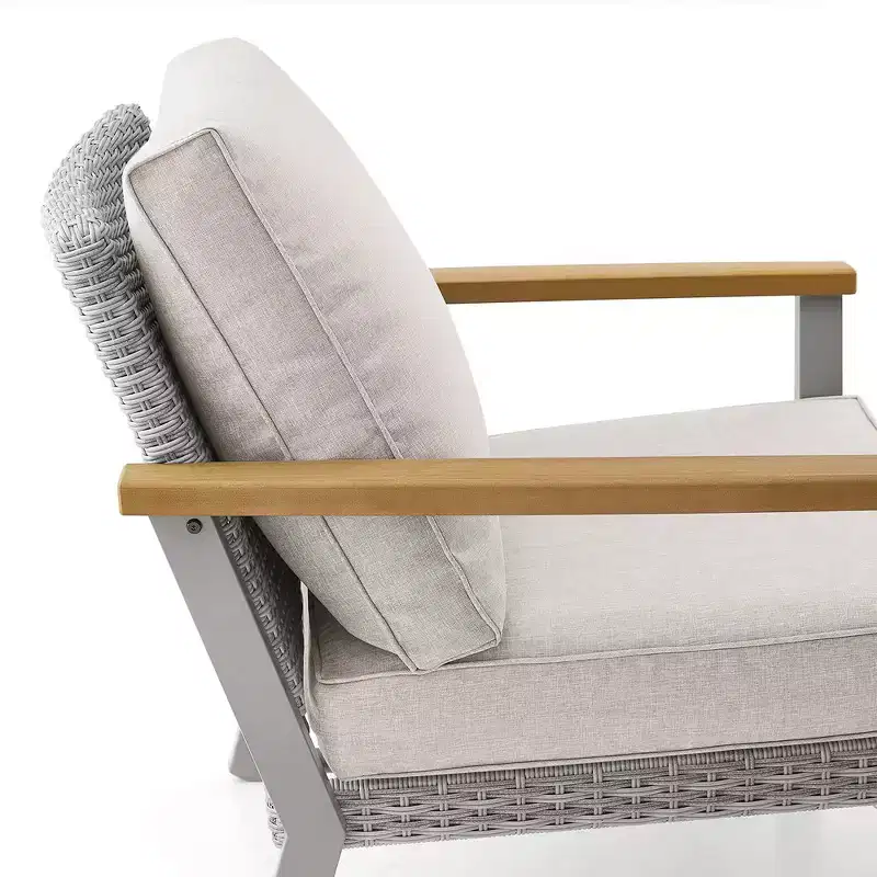 SONGMICS HOME Sencillo Collection - Lounge Chair, Armchair, 1-Seat Sofa, Patio Seat, with Faux Wood Armrests, Gray and Beige