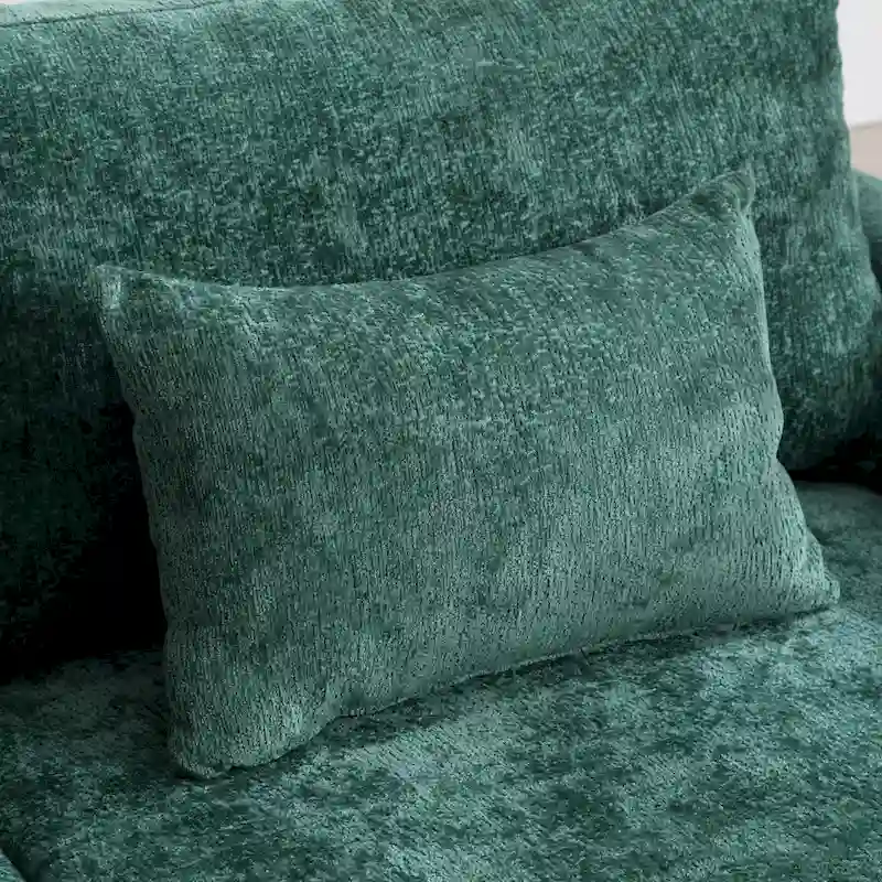 Green 68.9 Chenille 2-Seater Sofa with Detachable Cushions and Wooden Legs