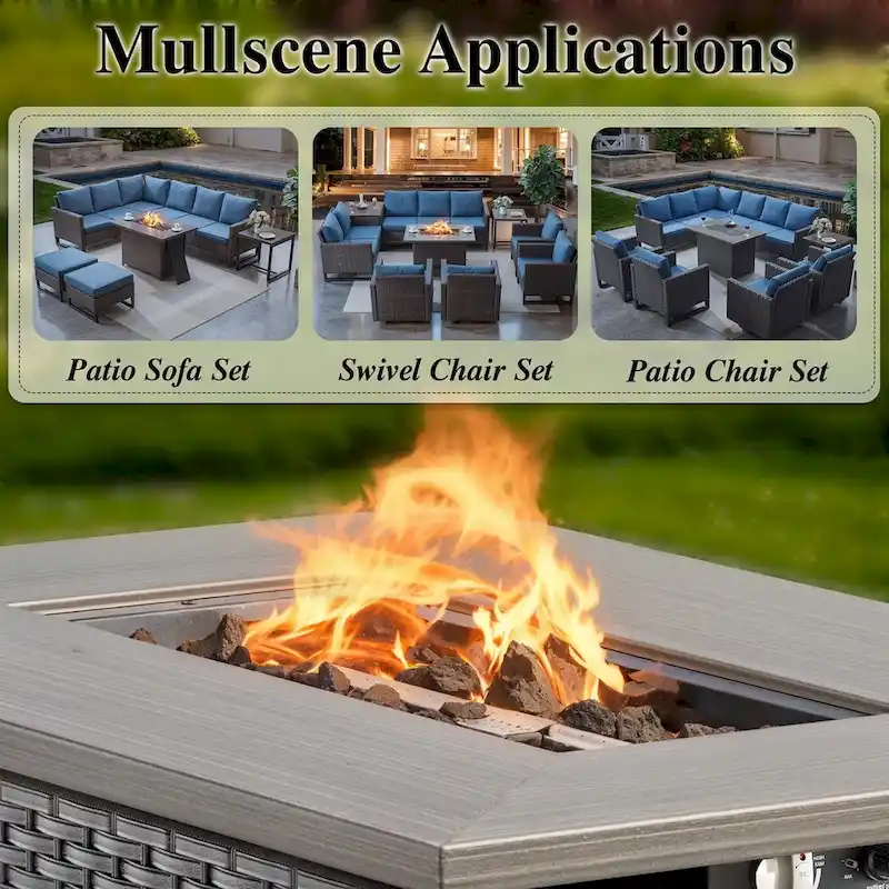 5 Piece Patio Furniture with Fire Pit Table - Grey