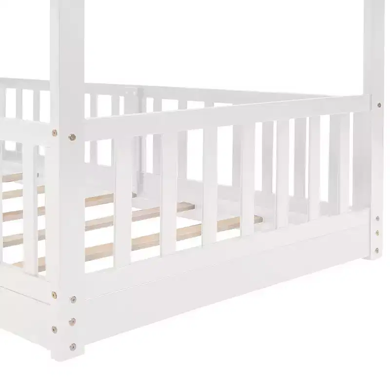 Twin Over Twin Bunk Bed with Slide and Ladder, White