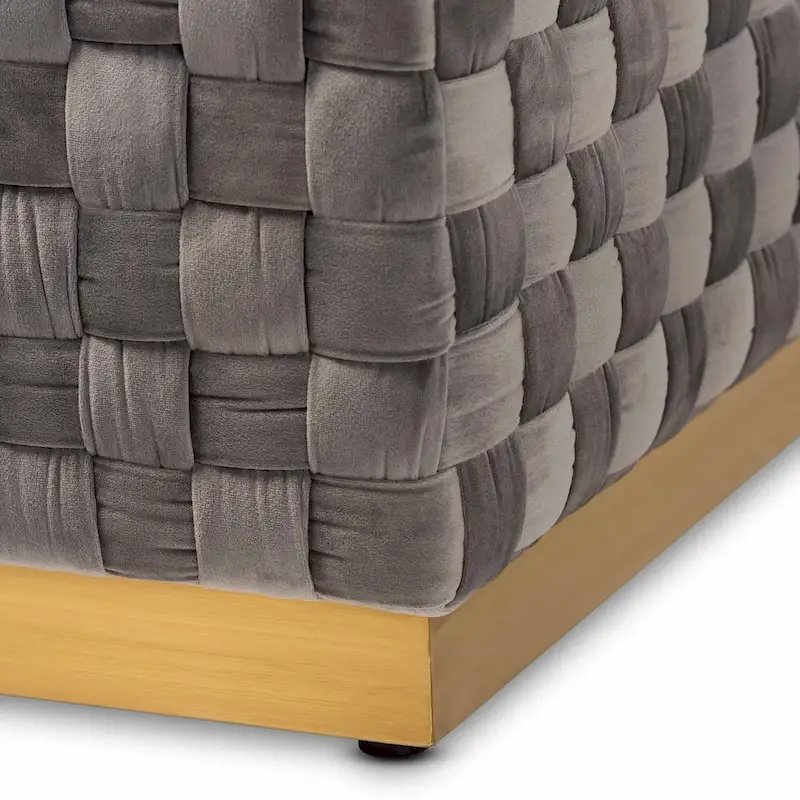 Grey Velvet Square Cocktail Ottoman – Medium
