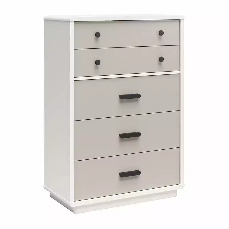 CosmoLiving by Cosmopolitan Valencia Tall 5-Drawer Dresser, Taupe and White
