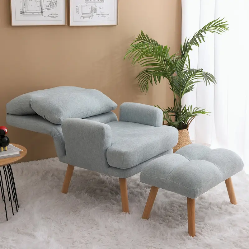Accent Chair with Ottoman Set, with Adjustable Backrest