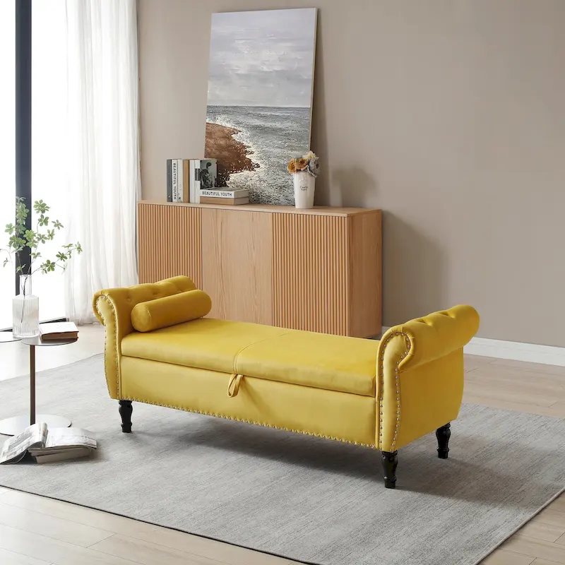 Kata Velvet Rectangular Storage Ottoman Sofa Stool Bench