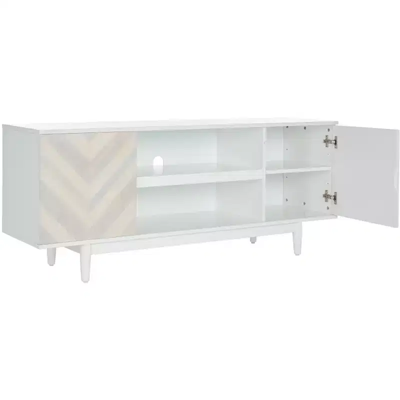 Tay 2 Shelf Pattern Media Stand - MED5012 - White Washed - Safavieh