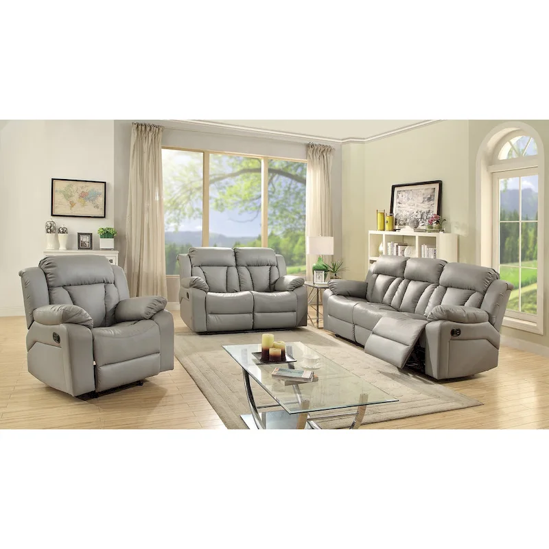 Daria 85 in. W Flared Arm Faux Leather Straight Reclining Sofa - 37L x 85W x 41H