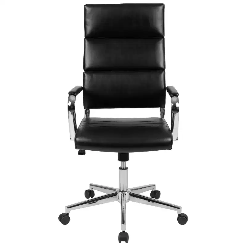 High Panel-Back Ergonomic Office Chair with Padded Metal Arms Executive Swivel Computer Desk Chair