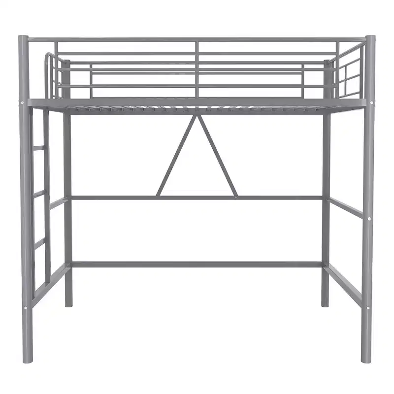 VECELO Metal Bunk Bed Twin Over Twin, Industrial Bunkbeds with Ladder and Full-Length Guardrail