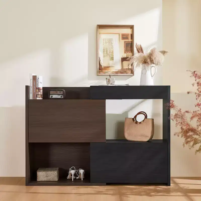 CLIHOME Extendable and Rotating Shoe Cabinet, Multifunctional 90-Degree Storage Combination Corner Cabinet