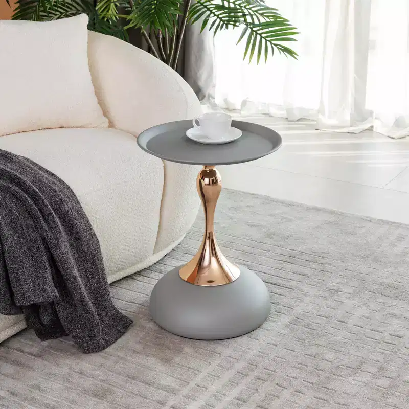 Mermaid Tail Round Metal Pedestal Table, Modern Minimalist Accent Side Table Drink Martini Table for Small Spaces