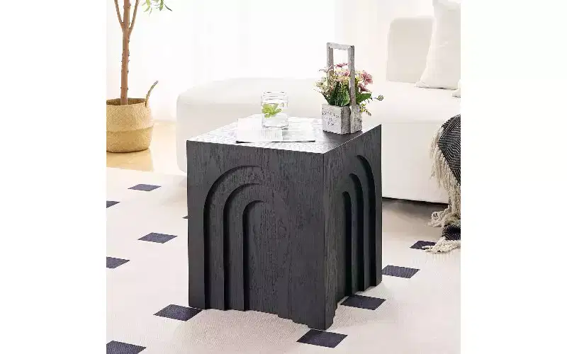 TUYOHW Modern Square Side Table, Imitation Solid Wood MDF End Table, Living Room Accent Small Coffee Table, Bedroom Nightstand