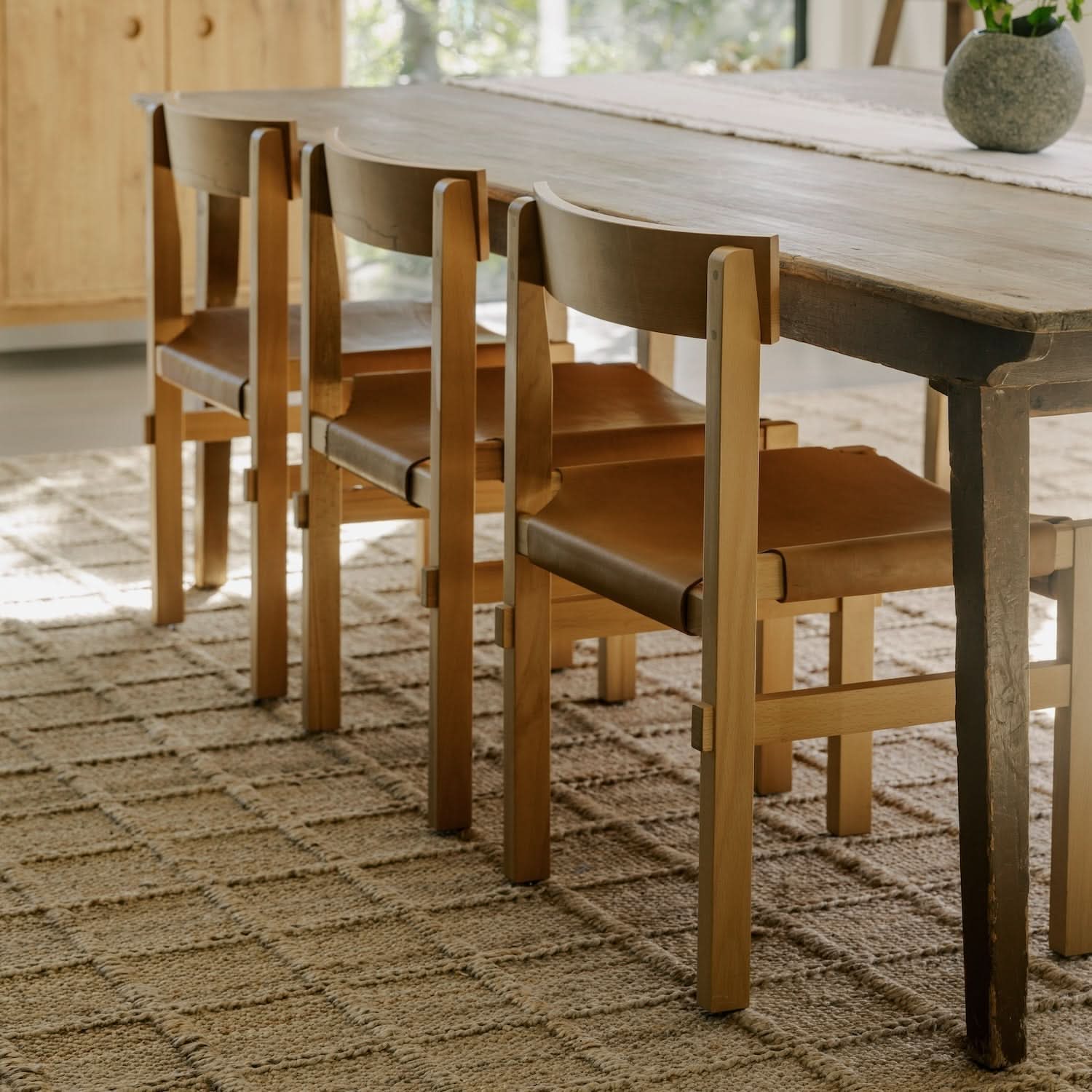Dining Chair - Natural - The natural colored leather was inspired by the 13th century art of a traditional dying technique that pulls color from...