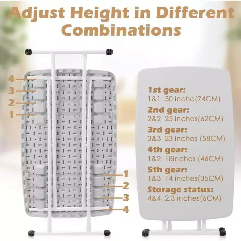 Height Adjustable Folding Table with Metal X-Frame