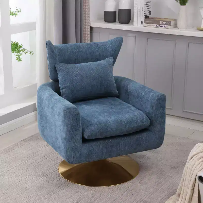 360° Swivel Accent Chair, Classic Mid-Century Style with Gold Metal Base