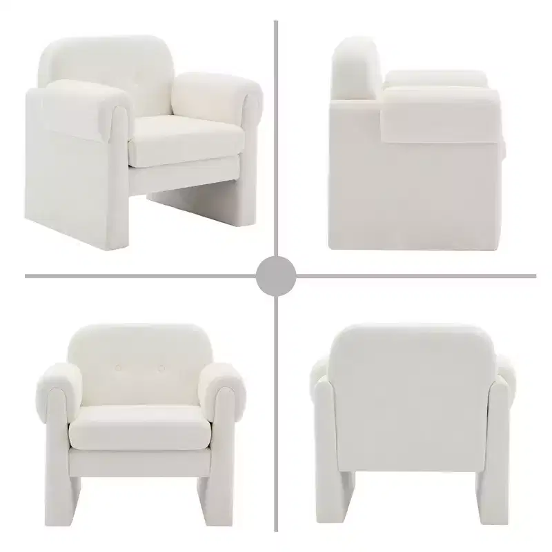 Fluffy Cloud Upholstered Accent Armchair Set of 2 Velvet Ergonomic Bedroom Reading Chair
