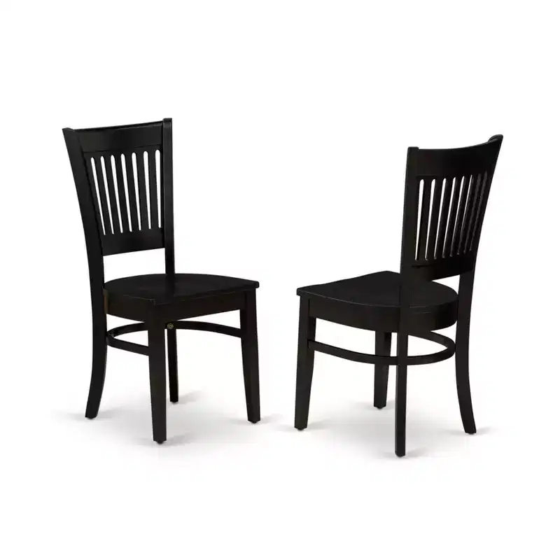 HomeStock Wooden Dining Chair 2-Piece Set- Wooden Seat and Slatted Back