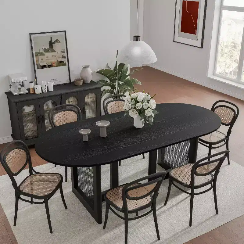 Dovelina 67 Modern Oval Dining Table Farmhouse Kitchen Table for 6 People