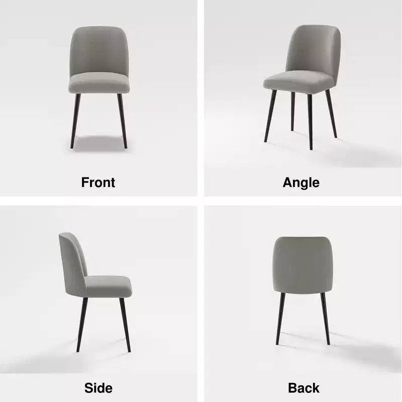 Pexfix Linen Upholstered Dining Chairs with Black Legs Set of 2