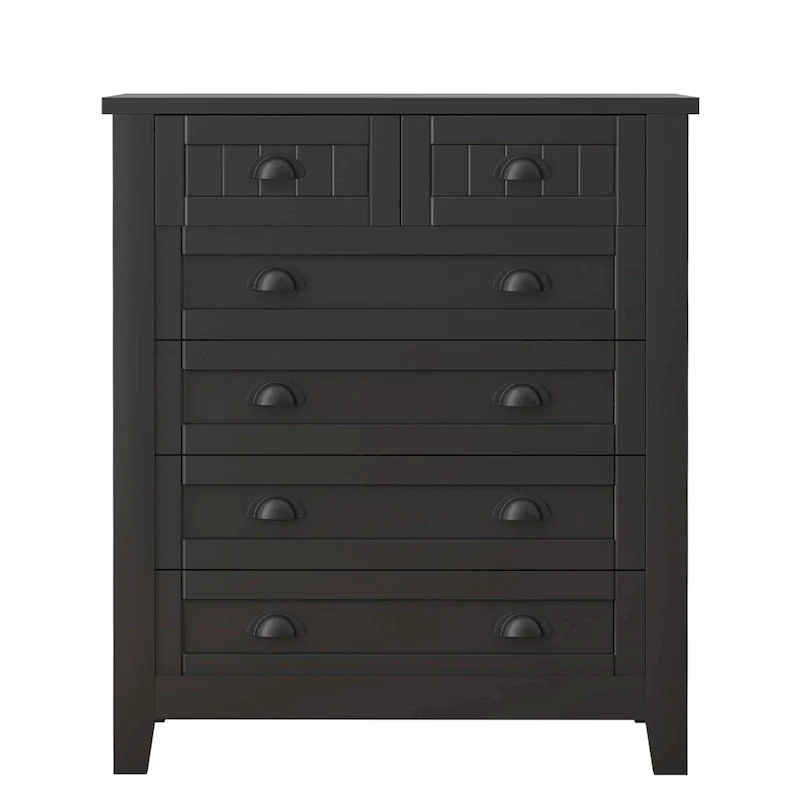 Drawer Dresser, Bedroom Storge Cabinet W/ Retro Shell-shaped Handle