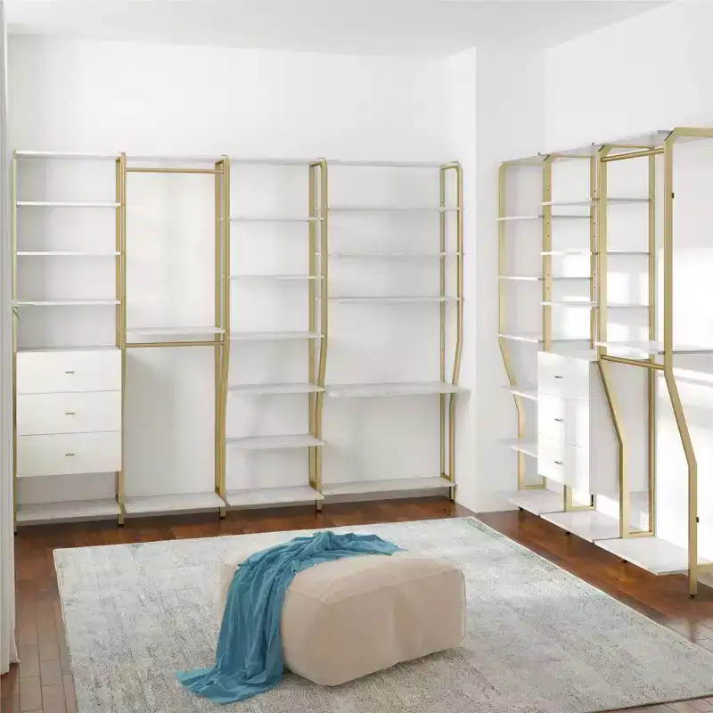 Gwyneth Closet - Vanity, White Faux Marble and Golden Bronze