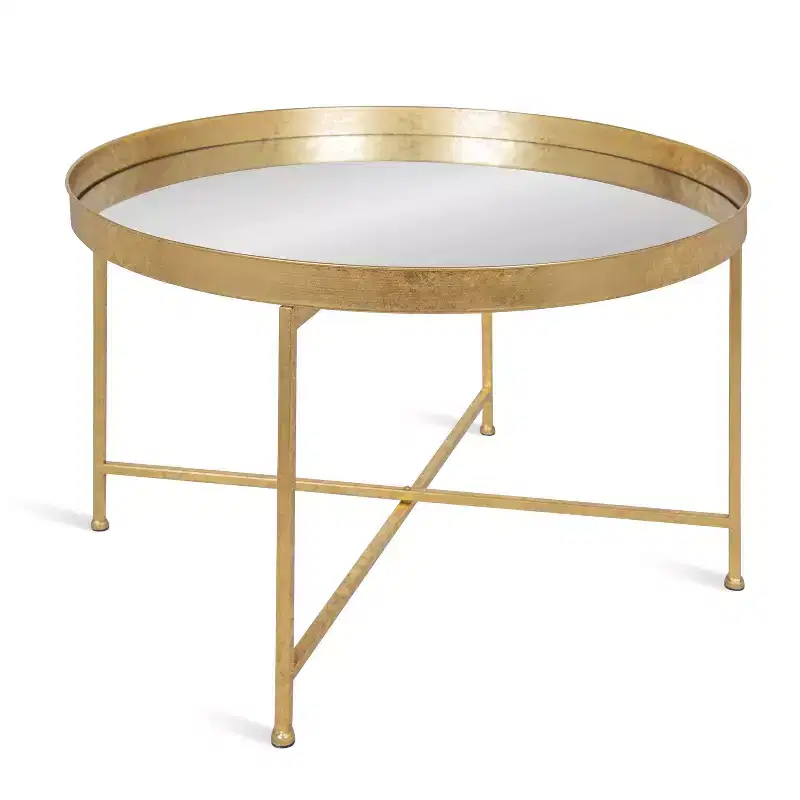 Kate and Laurel Celia Round Metal Coffee Table, 28.25x28.25x19, Gold