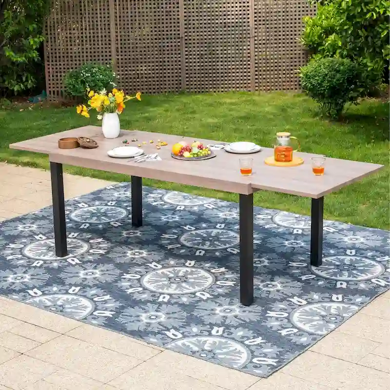 MAISON ARTS 7/9-Pieces Patio Dining Set with Metal Rectangle Expandable Table and Metal Stackable Chairs