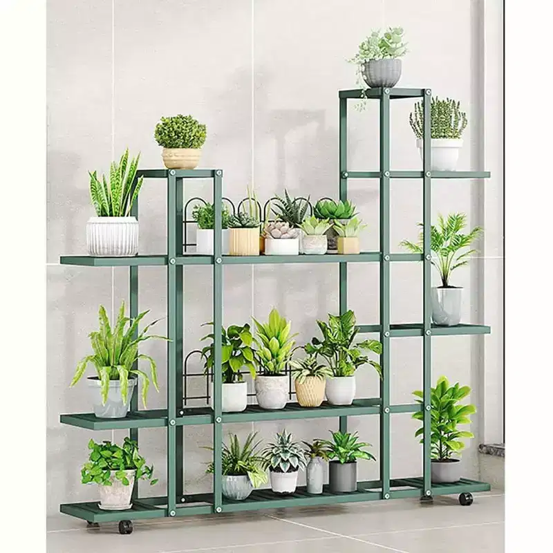 6 Tier Plant Stand, Corner Tiered Flower Plants Shelf Stand, Tall Plant Stand Indoor with Wheels, Multi-Tier Planter Pot Holder Flower Stand