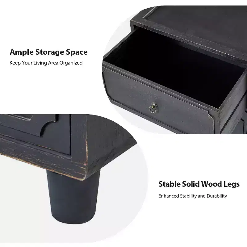 Leo 2 - Drawer End Table With Modular Design| ART OF LIVING DESIGNS-BLACK