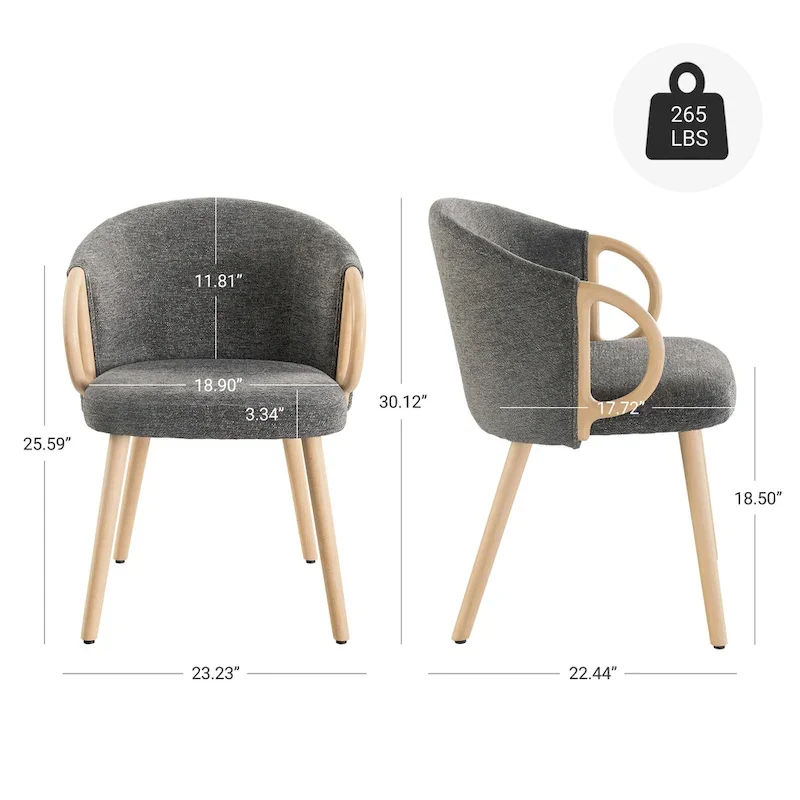 Art Leon Modern Fabric Accent Dining Wood Chair (Set of 2)