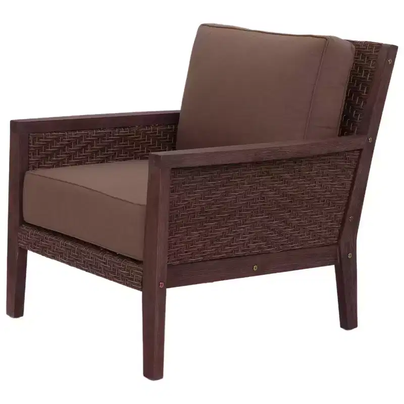 Courtyard Casual Buena Vista II Club Chair Stained Eucalyptus Wood KD Sunbrella Fabric