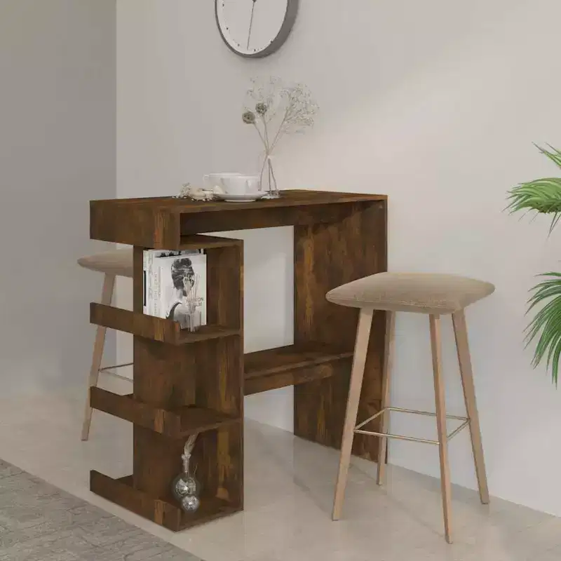 Bar Table Smoked Oak Engineered Wood 39.4 x 19.7 x 40.0 in