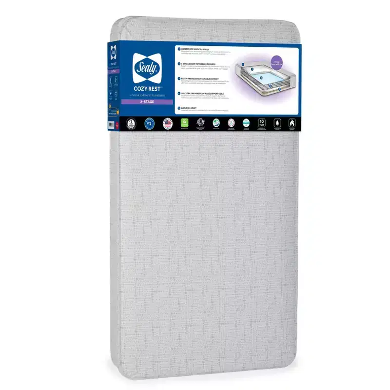 2-Stage Extra Firm Crib and Toddler Mattress, Hypoallergenic, Waterproof Cover, Innerspring, 5.25
