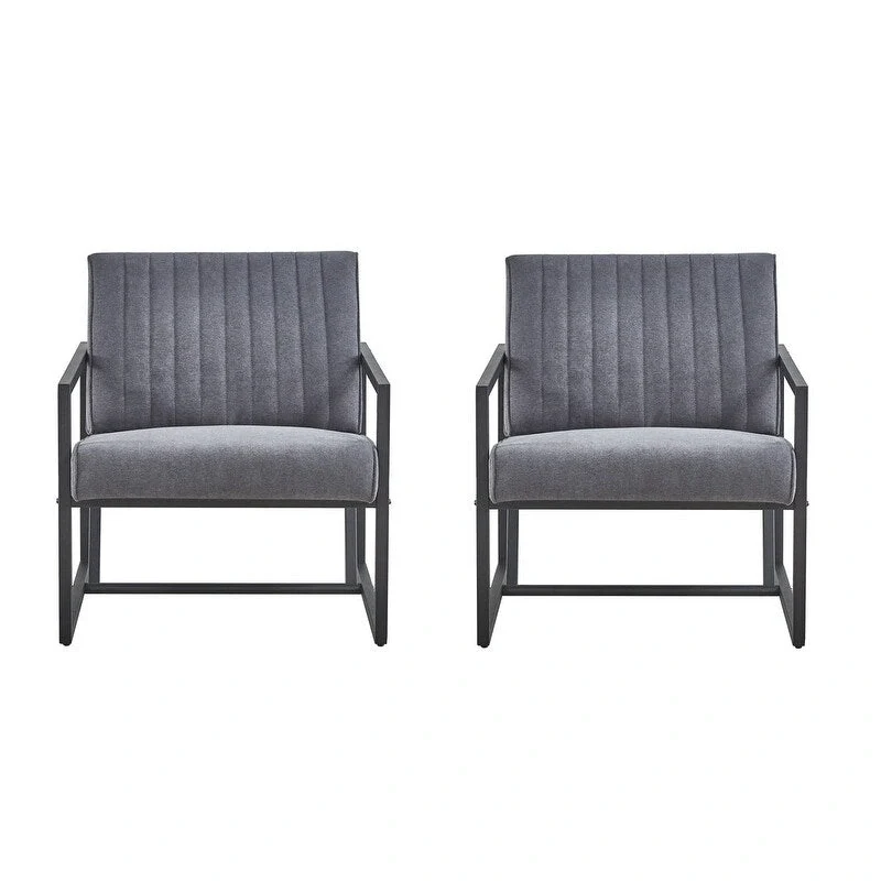 Mid Century Modern Accent Chair with Metal Frame, PU Leather Single Sofa, Reading Armchair for Living Room, Bedroom, Cafe