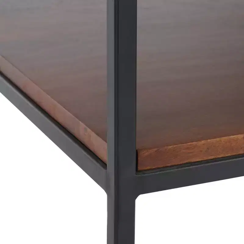 Kya 2 Tier Accent Table - ACC3709A - White/Walnut - Safavieh