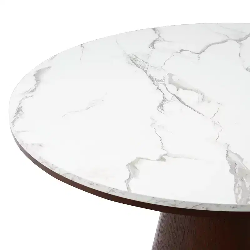 Whisen Retro Wood Top Frustum Pedestal Dining Table