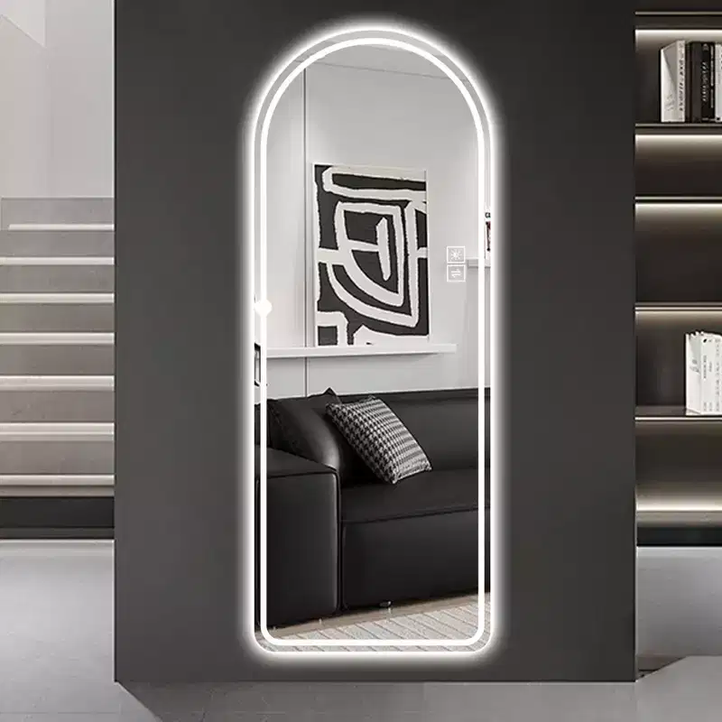 Modern 65H Arched LED Full Length Mirror with Adjustable Light Modes