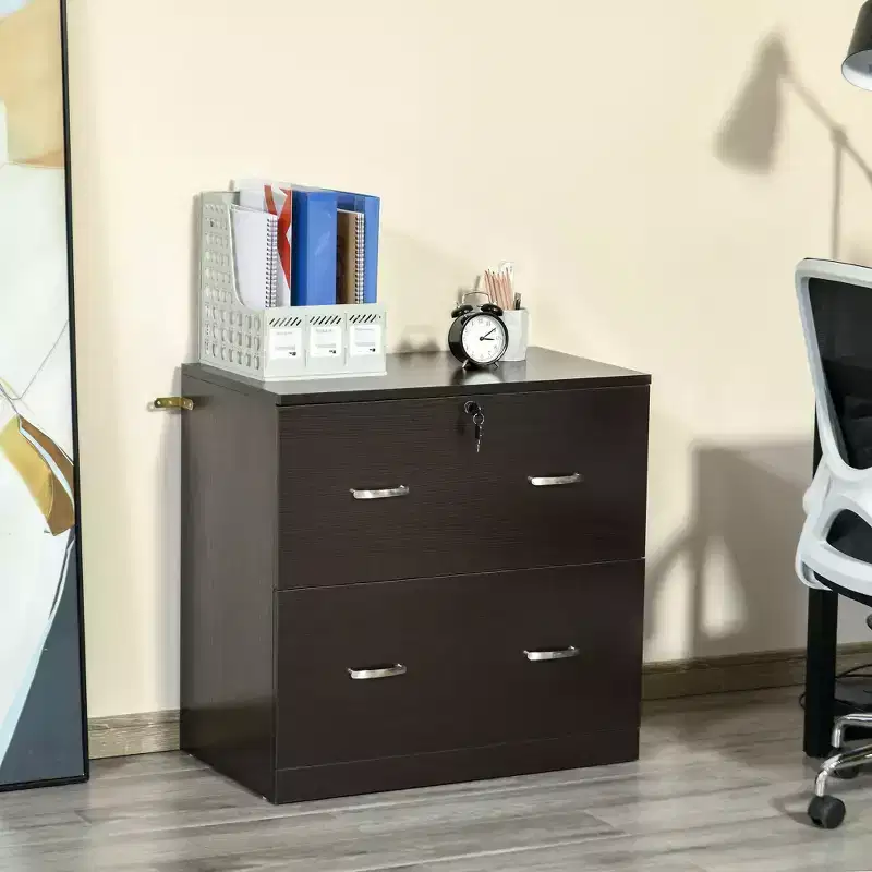 Vinsetto 2-Drawer File Cabinet with Lock and Keys, Vertical Storage Filing Cabinet with Hanging Bar for Letter Size, Home Office