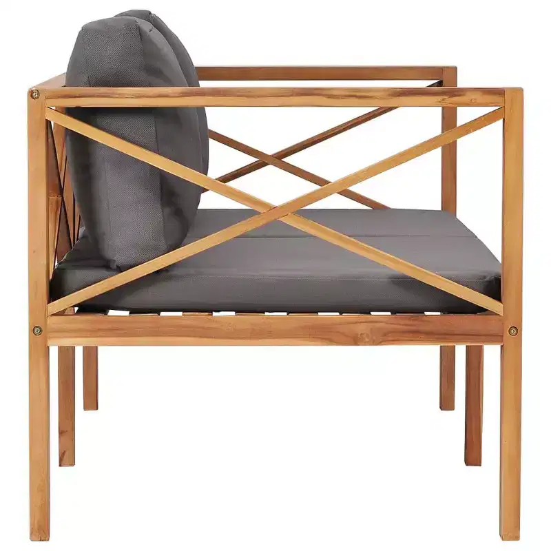 vidaXL 2-Seater Patio Bench Loveseat Chair Sofa with Cushions Solid Wood Teak