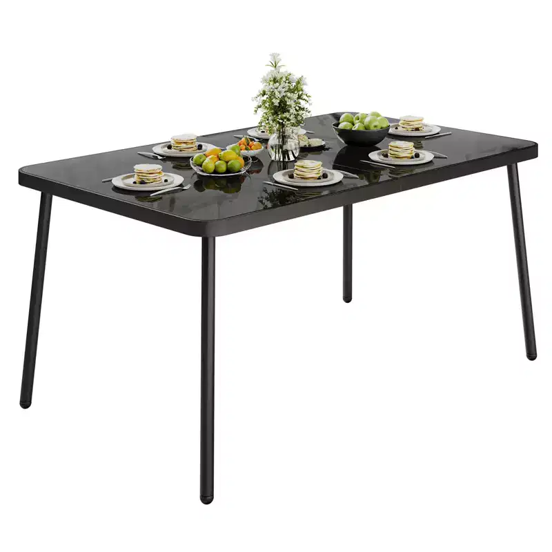 GustoWave 59 Tempered Glass Patio Dining Table