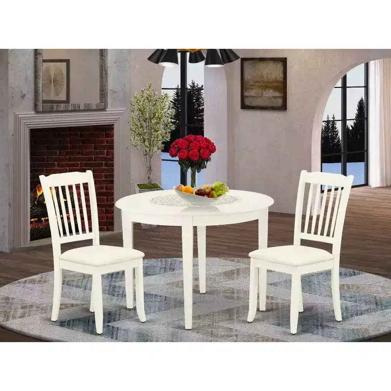 3-Piece White Rectangular Dining Set for 2