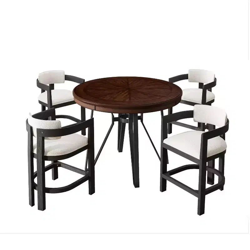 Christopher Knight Home Netia Modern 5 Pieces Metal and Rubberwood Counter Height Dining Set, Natural Brown
