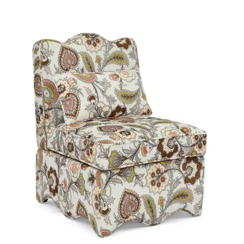 Flannel Single Dining Chair with Soft Cushion, Backrest & Matching Waist Pillow – No Armrests