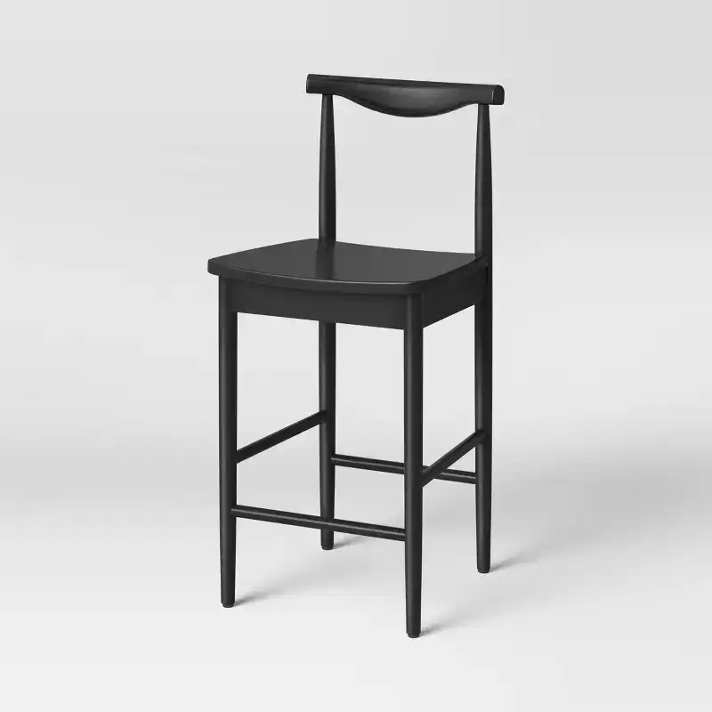 23.94 Biscoe Wood Counter Height Barstool with Footrest Black - Threshold™