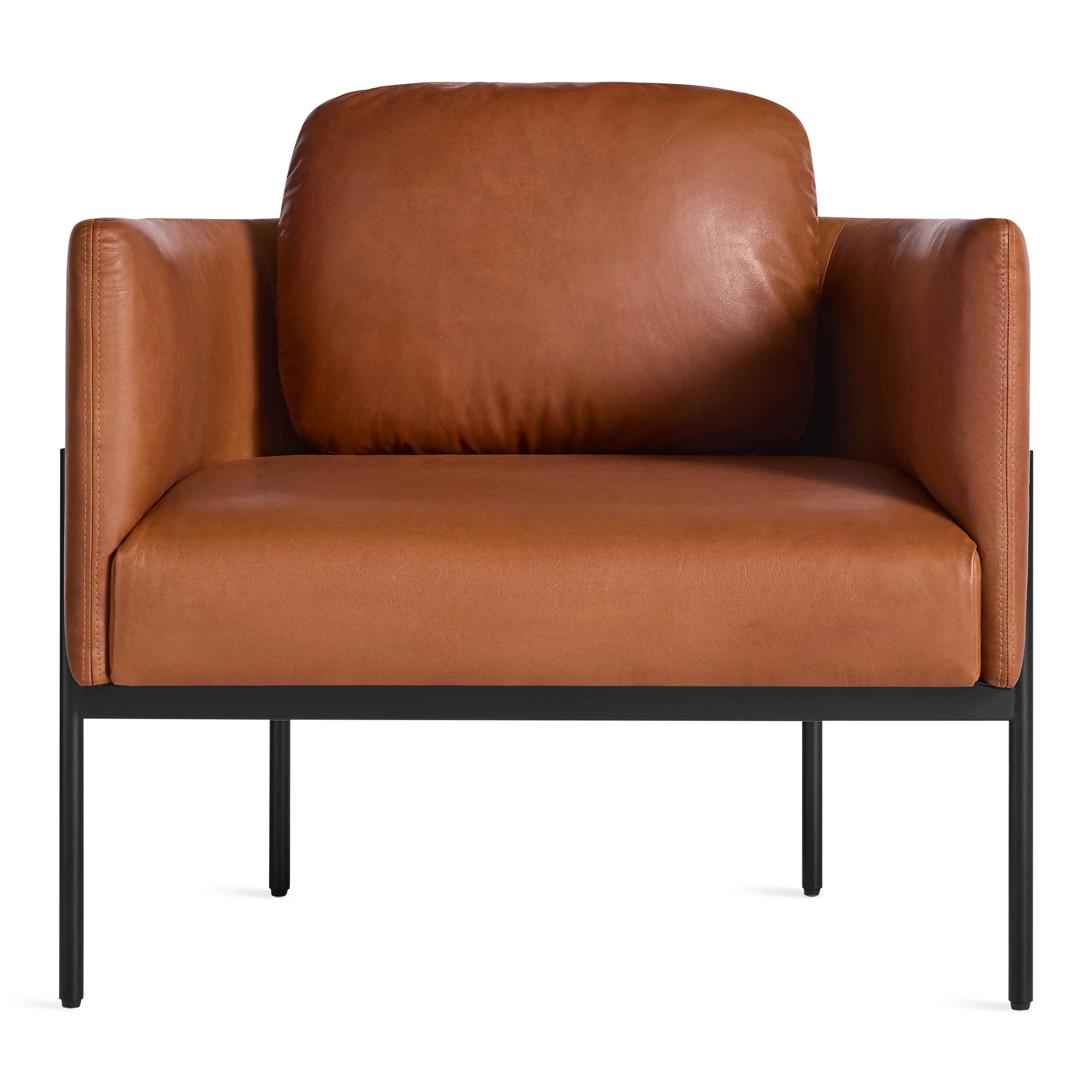 Modern Coffee Fabric Lounge Chair with Metal Frame for Living Room