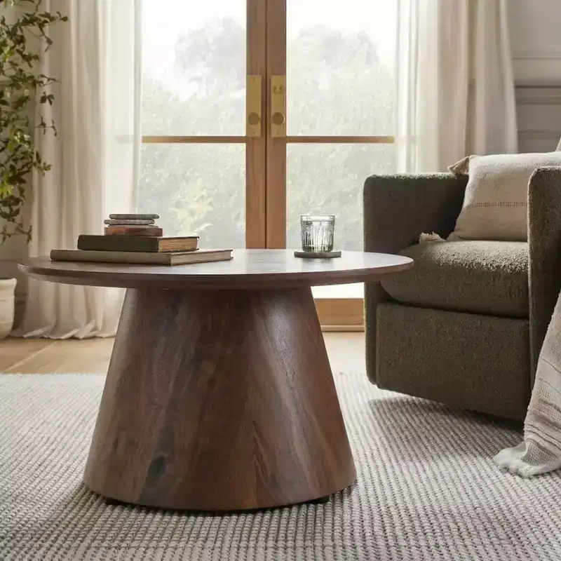 23 Wooden Round Pedestal Coffee Table