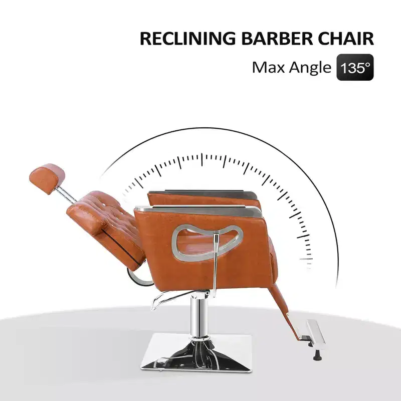 All Purpose Heavy Duty Reclining Hair Salon Chair with Headrest Brown