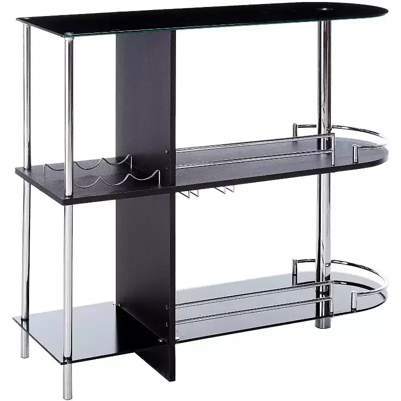 Kings Brand Furniture Bar Table with Wine Rack, 3 Large Shelves & Two Tempered Glass Shelves