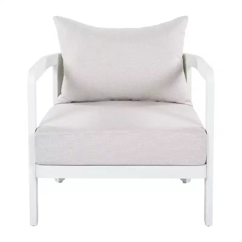Christopher Knight Home Miguel Modern Aluminium Patio Accent Chair with Curved Backrest and Cushion