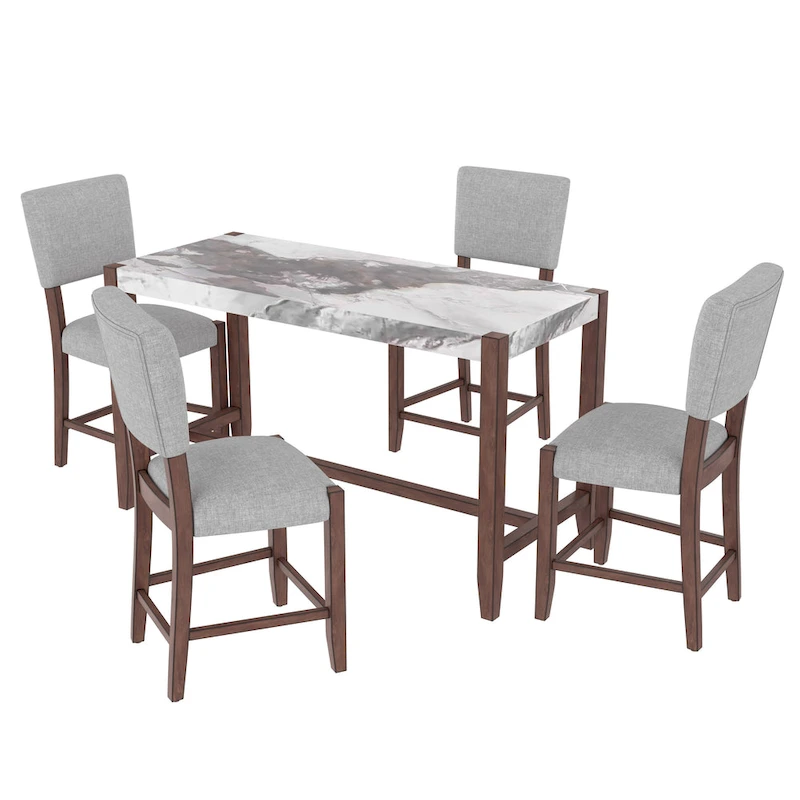 Mid Century Modern Bar Stools Set of 4,Counter Stools with Back,Linen Upholstered Barstools with Solid Wood Legs Bar Chairs